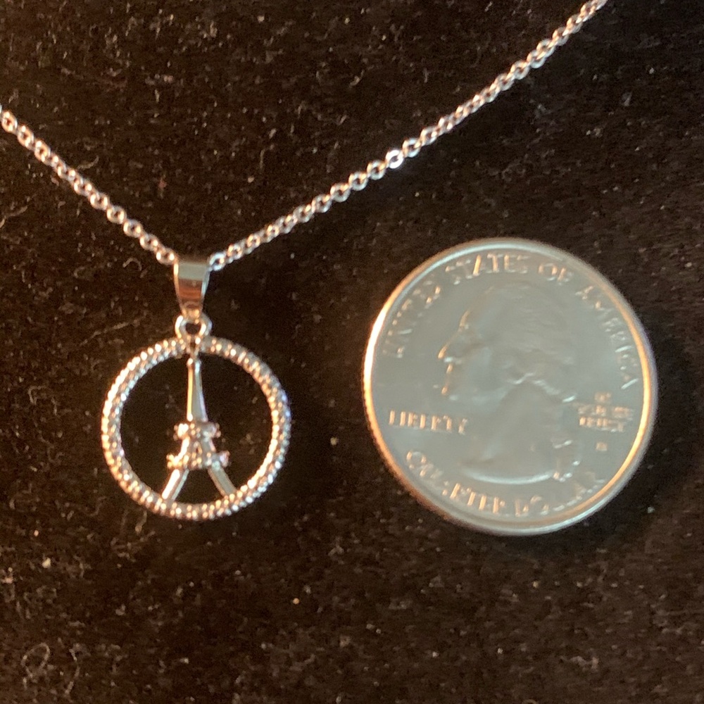 Genuine Diamond Eiffel Tower Pendant Charm - Picture 2 of 4